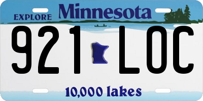 MN license plate 921LOC