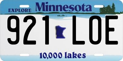 MN license plate 921LOE