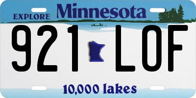 MN license plate 921LOF