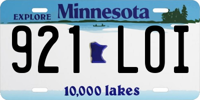 MN license plate 921LOI