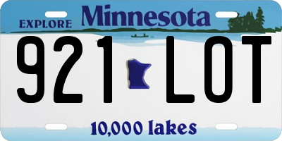 MN license plate 921LOT