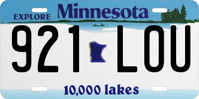 MN license plate 921LOU