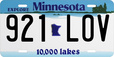 MN license plate 921LOV