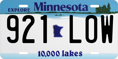 MN license plate 921LOW