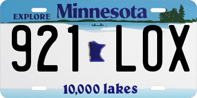 MN license plate 921LOX