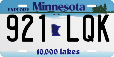 MN license plate 921LQK