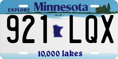 MN license plate 921LQX