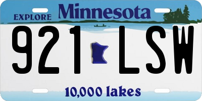 MN license plate 921LSW