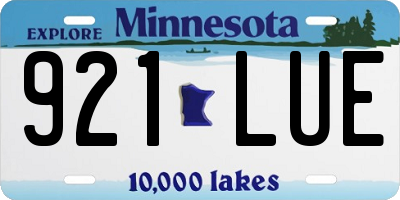 MN license plate 921LUE