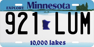 MN license plate 921LUM