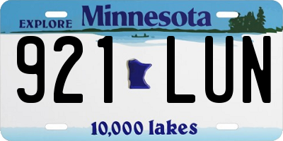 MN license plate 921LUN