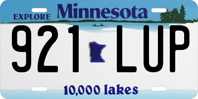 MN license plate 921LUP