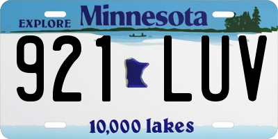 MN license plate 921LUV