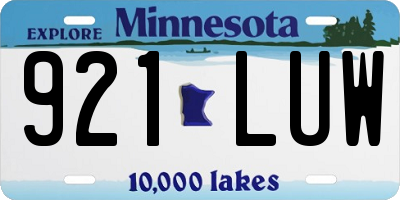 MN license plate 921LUW