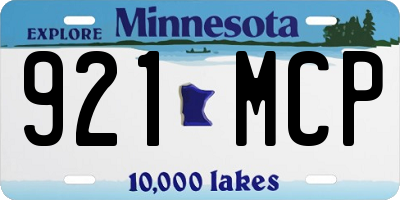 MN license plate 921MCP