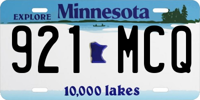 MN license plate 921MCQ
