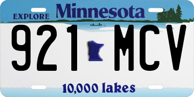 MN license plate 921MCV