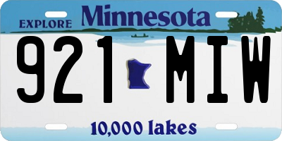 MN license plate 921MIW