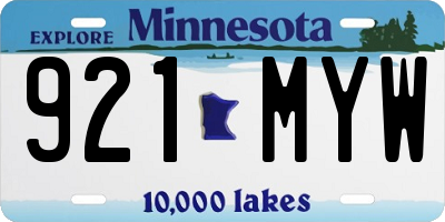 MN license plate 921MYW