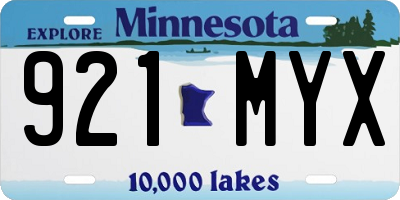 MN license plate 921MYX