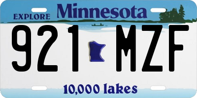 MN license plate 921MZF