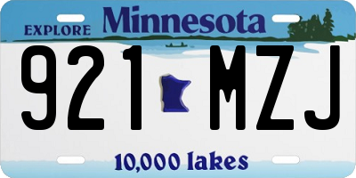 MN license plate 921MZJ