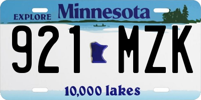 MN license plate 921MZK