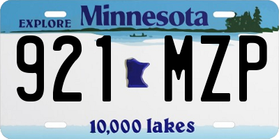 MN license plate 921MZP