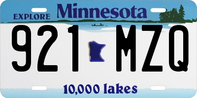 MN license plate 921MZQ
