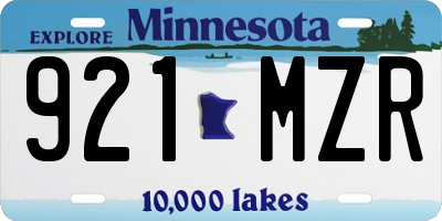 MN license plate 921MZR
