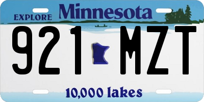 MN license plate 921MZT