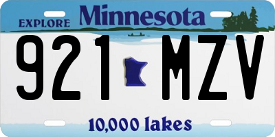 MN license plate 921MZV