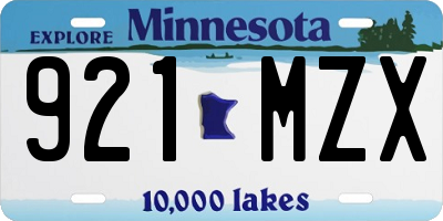 MN license plate 921MZX