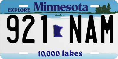 MN license plate 921NAM
