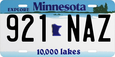 MN license plate 921NAZ