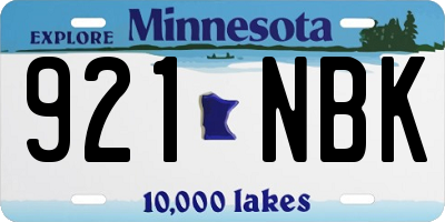 MN license plate 921NBK