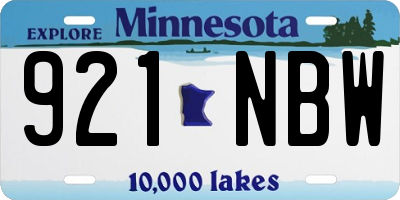 MN license plate 921NBW