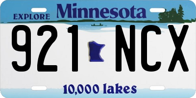 MN license plate 921NCX