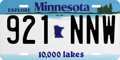 MN license plate 921NNW