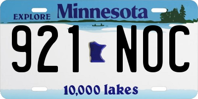 MN license plate 921NOC