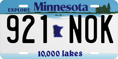 MN license plate 921NOK