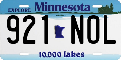 MN license plate 921NOL