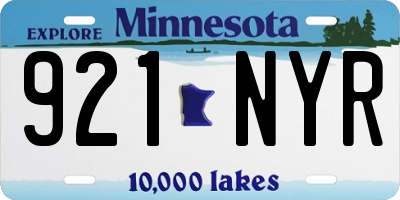 MN license plate 921NYR