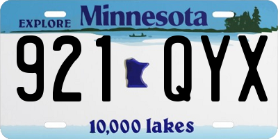 MN license plate 921QYX