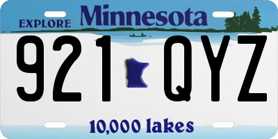 MN license plate 921QYZ