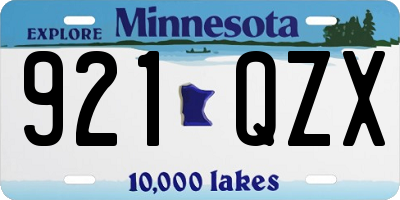 MN license plate 921QZX