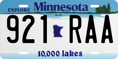 MN license plate 921RAA