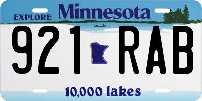 MN license plate 921RAB