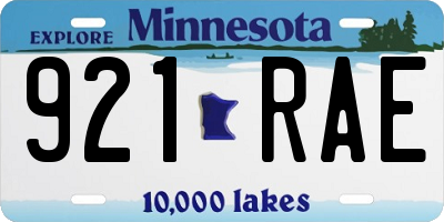 MN license plate 921RAE