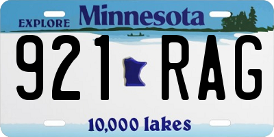 MN license plate 921RAG